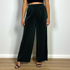 EMERALD GREEN TEXTURED STRAIGHT LEG PANTS,  SMALL